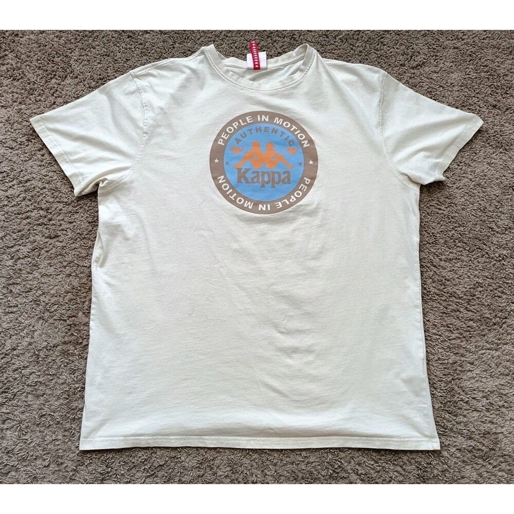 Kappa T-Shirt Mens Size XL Beige Logo Graphic Print Short Sleeve